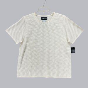 Sag Harbor Womens Vanilla Short Sleeve Textured Knit Top XL